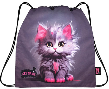 Сумка для обуви для девочки 45*40 см SkyName "Серый котенок"