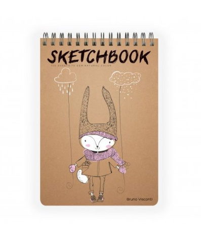 Скетчбук 185*250 мм, 120л. гребень "SKETCHBOOK" КРАФТ 70 гр. (4 ВИДА)