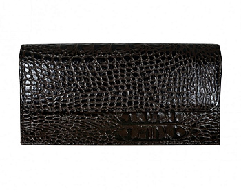 Портмоне Faetano "Кроко" большое женское, нат. кожа, коричневое