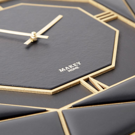 Часы настенные Макей "Deco" нат. кожа 42*42 см, цвет черный