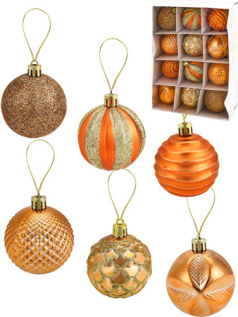 Набор шаров  цвет золото  60 мм 12 шт "Мечта" (ассорти)