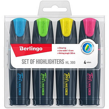Набор текст-маркеров  4 шт Berlingo "Textline HL300" 1-5мм