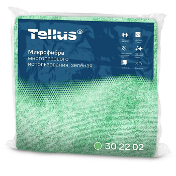 Салфетка для уборки помещений (микрофибра) 35*35см, Tellus зеленый