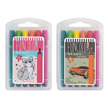 Набор фломастеров 12 цв.  толстые Bruno Visconti "FUNCOLOR JUMBO" в пластиковом пенале