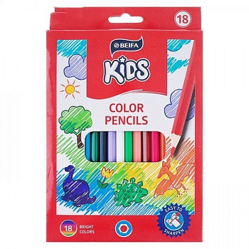 Набор карандашей  18 цв. Beifa «Яркий мир», на масляной основе