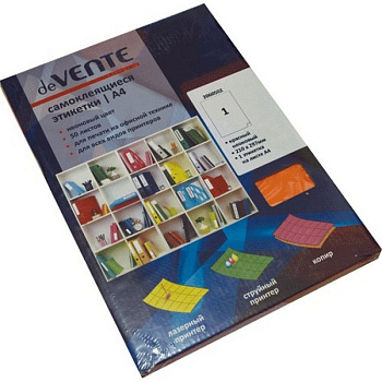 Бумага самоклеящаяся deVENTE. Neon 210*297 красный, для лазерных и струйных принтеров