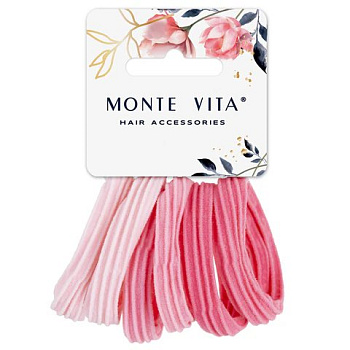 Резинки для волос в наборе 6 шт,  4,5см цв. розовый MONTE VITA