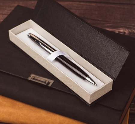 Ручка шариковая Darvish подар. футляр, металл. корпус серебристо-черный, синяя