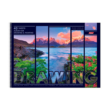 Альбом для рисования А3 40л. на спирали, перфорация на отрыв "Яркие краски природы" жесткая подложка