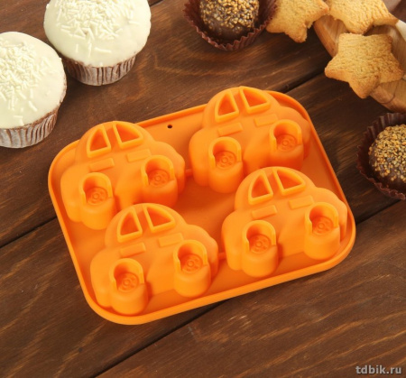 Форма для выпечки "Машина" 4 ячейки 15*12*3 см, силикон