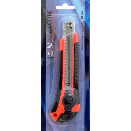 Нож канцеляр. шир. 1,8 см, метал. направ. 2 запас. лезвия, с фиксатором лезвия deVENTE