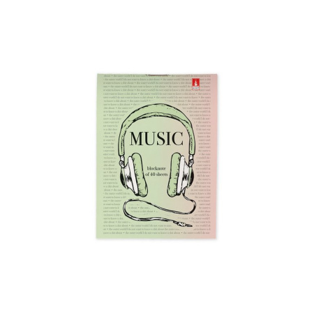 Блокнот А7  40л.,  68*101 мм, на скрепке Альт "SOUNDMANIA" мягкая обл, 4 вида
