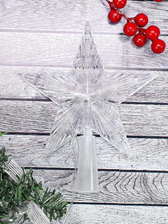 Верхушка на ёлку электрическая "Звезда белая" 15х15см, 10 LED, 1 режим, мульти MILAND