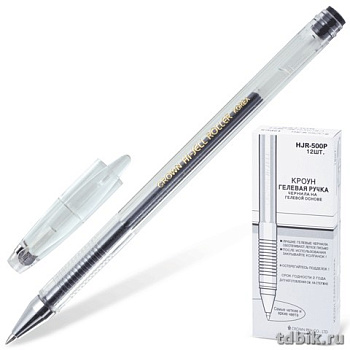 Ручка гелевая Crown  0,5мм черная (стерж.138мм, линия 0,35мм)