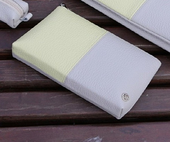 Косметичка D.Morelli "Duo" нат. кожа, серо-лимонная