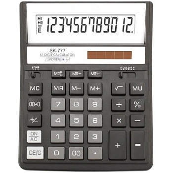 Калькулятор наст. Skainer SK-777XBK (12 разр., 2 питания, 157x200x32мм) (SDC-888XBK) черный