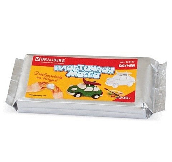 Глина для лепки самозатвердевающая  500 гр белая Brauberg