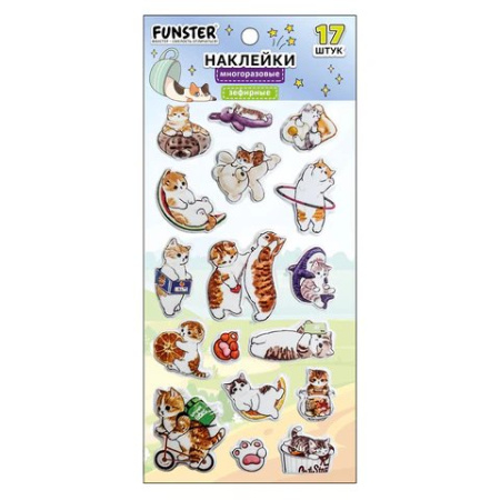 Наклейки  9,5*18 см FUNSTER "Котики" зефирные