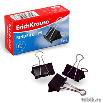 Зажим для бумаг 25 мм черный Erich Krause