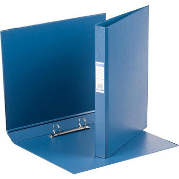 Папка на 2-х кольцах А4 35 мм Attache Selection карман на торце, картон в пленке ПВХ синий
