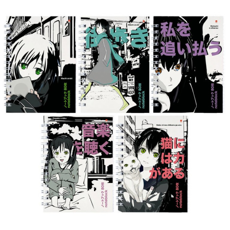 Бизнес-блокнот А6  80л., 100*134 мм, Альт "MANGA ANIME.CITY" 5 видов