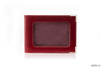Обложка для документов с окном Faetano нат. кожа, цвет бордо.