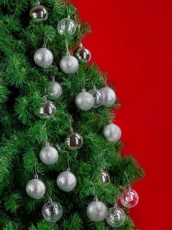 Набор шаров  цвет серебро  60 мм 20 шт+ верхушка 1шт