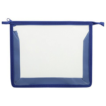 Папка для тетрадей А5 на молнии ПИФАГОР прозрачная, синяя