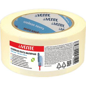 Скотч бумажный 50 мм*40 м, 125 мкм (малярный) deVENTE