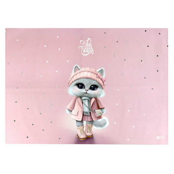 Клеёнка д/труда ПВХ 70*50 см "Кошечка в пальто"