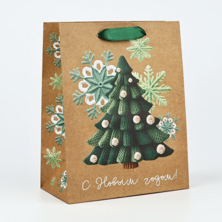 Пакет бумажный НГ 18*23см крафт "С Новым годом"