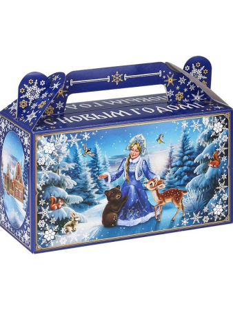 Коробка для конфет на  500 гр "Сундучок. Дед Мороз пишет письмо" (36,9*27,4*15,4см)