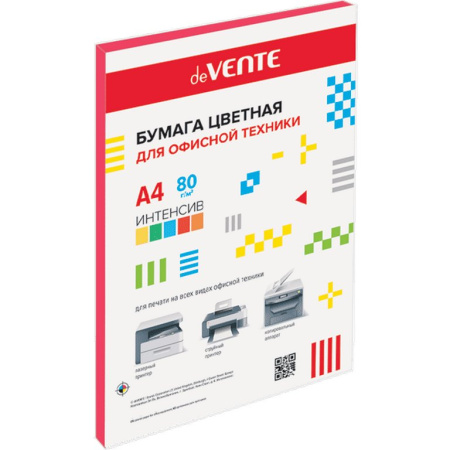 Бумага "deVente" 80г/м2 А4,  20 лист/уп, красный интенсив