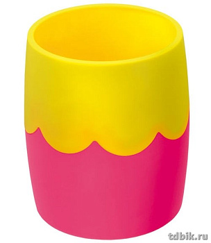 Подставка для ручек "Двухцветная" розово-жетлтая Стамм