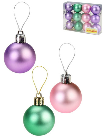 Набор шаров  цвет ассорти 40 мм 12 шт "Чудеса"