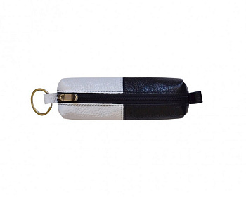 Футляр для ключей  D.Morelli "Duo-2" черно-белый, нат.кожа, на молнии