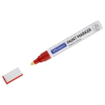 Маркер-краска лаковый  4мм OfficeSpace красный (нитро-основа, мет.корпус)