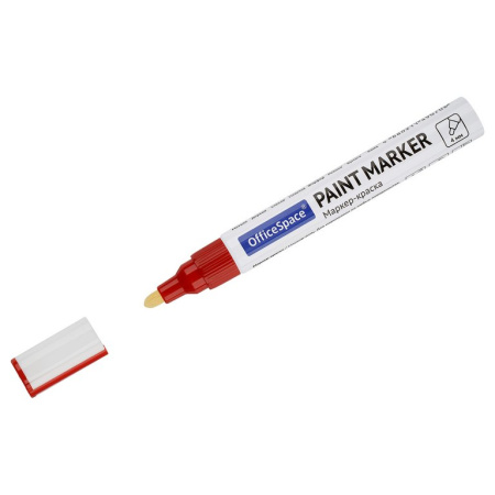 Маркер-краска лаковый  4мм OfficeSpace красный (нитро-основа, мет.корпус)