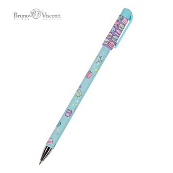 Ручка шариковая с рис. Bruno Visconti "HappyWrite. Mакаруны"  0,5мм синяя (стерж.140мм, линия 0,3мм)