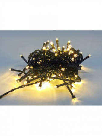 Гирлянда уличная 10м, 100 теплых ламп, тёмная нить, мульти. режимы