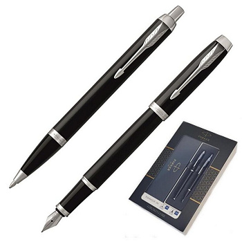 Набор подарочный Parker "IM Black CT" (ручка шарик. 1мм и ручка перьевая 1мм, корп. черный)