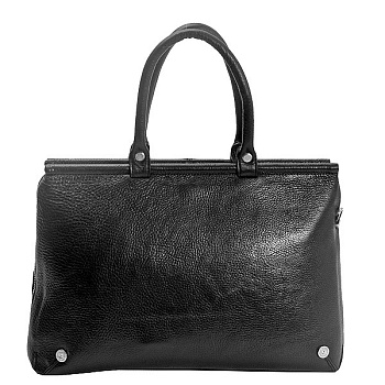 Сумка женская деловая Dr.Koffer 24*37*12 см, нат. кожа, две ручки, стразы, черная
