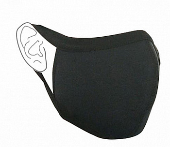 Маска бытовая многоразовая, трикотаж, резинка, черная, 2 слоя