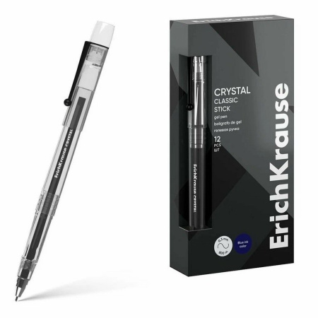 Ручка гелевая ErichKrause Crystal 0,5мм черная (стерж.129мм, линия 0,3мм)