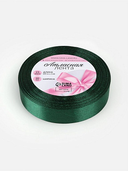 Лента атласная 2,0см*23м, цв. зелёный темный ART UZOR