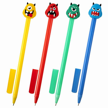 Ручка шариковая сувенирная "Монстрик" 0,7мм, синяя (ассорти) ЮНЛАНДИЯ