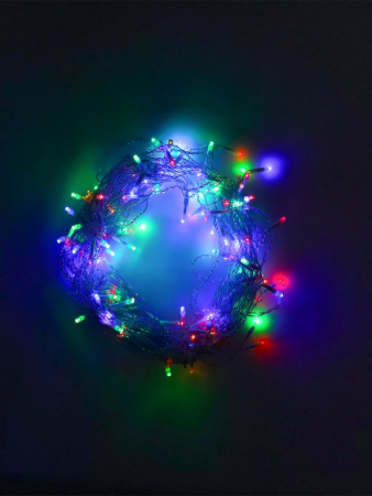 Гирлянда комнатная Нить 25м, 250 цветных ламп, 8 режимов, прозрачный провод 220Вт