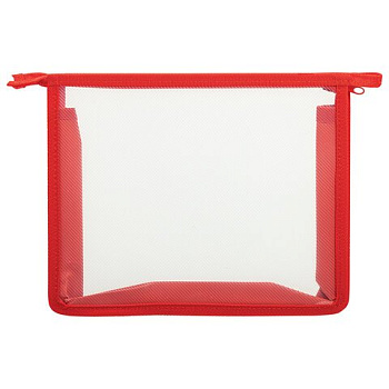 Папка для тетрадей А5 на молнии ПИФАГОР прозрачная, красная