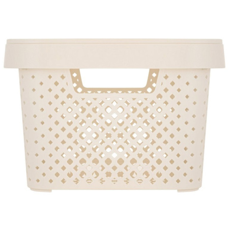 Корзина для хранения пластик. 5л. с крышкой 26*19*14 см цв. молочный туман