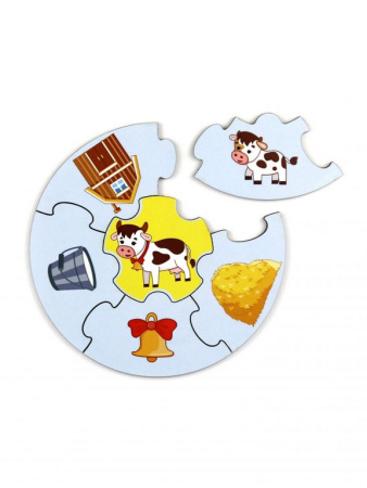 Пазлы деревянные  "Круглые. Домашние животные" WOODLENDTOYS